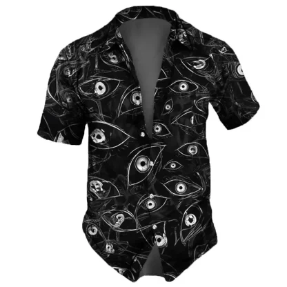Printed Eye Short Sleeve Men's Shirt - Image 2