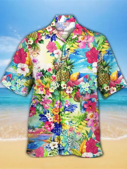 Vibrant Tropical Print Shirt for Men - Image 5