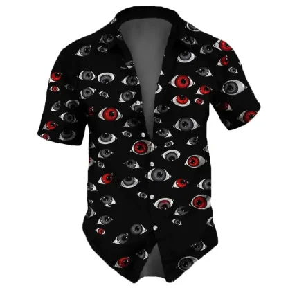 Printed Eye Short Sleeve Men's Shirt - Image 6