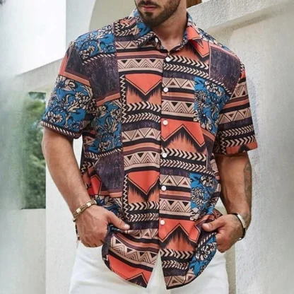 Buttoned Men's Shirt with Tribal Pattern - Image 6