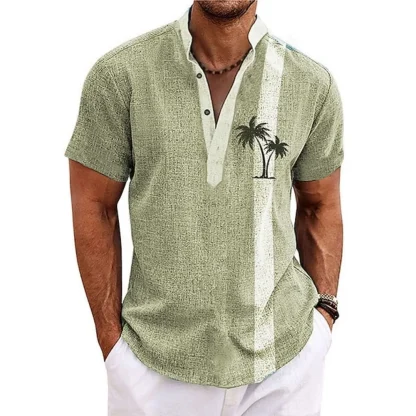 Henley Neckline Shirt with Coconut Tree Print - Image 6