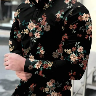 Long Sleeve Elegant Shirt with Floral Prints
