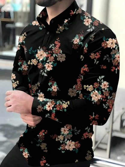 Long Sleeve Elegant Shirt with Floral Prints