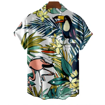 Flamingo Print Summer Shirt with Buttons - Image 9