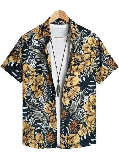 Tropical Print Shirt with Short Sleeve - Image 8