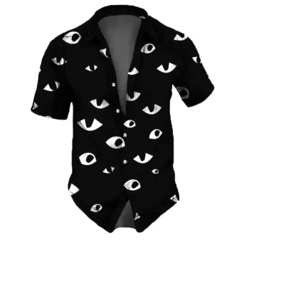 Printed Eye Short Sleeve Men's Shirt - Image 3