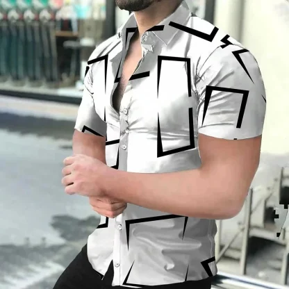Printed Shirt with Geometric Pattern - Image 3