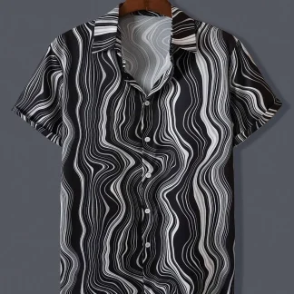Printed Shirt with Playful Wavy Pattern