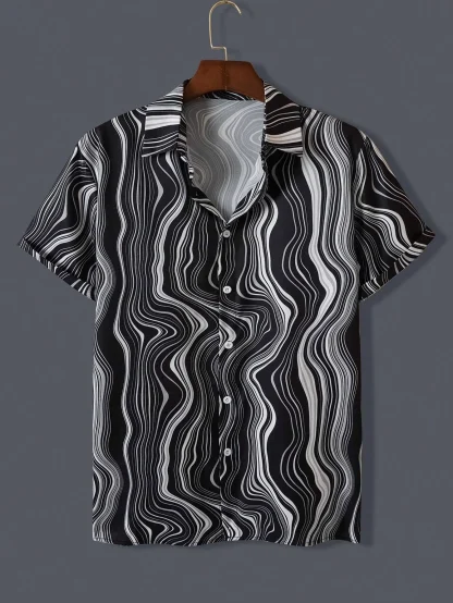 Printed Shirt with Playful Wavy Pattern