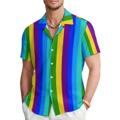 Vertical Stripe Shirt with Colorful Design - Image 4