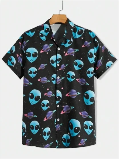 Astronaut Print Button Up Shirts - Image 3