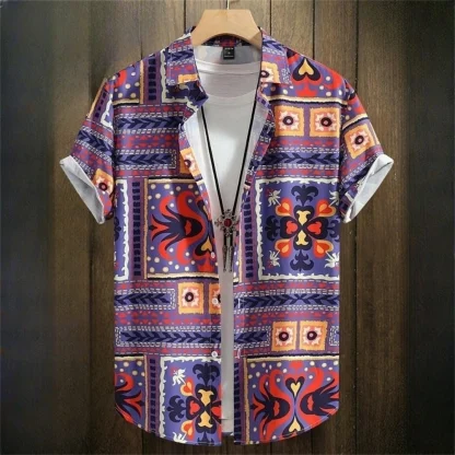Buttoned Men's Shirt with Tribal Pattern - Image 14