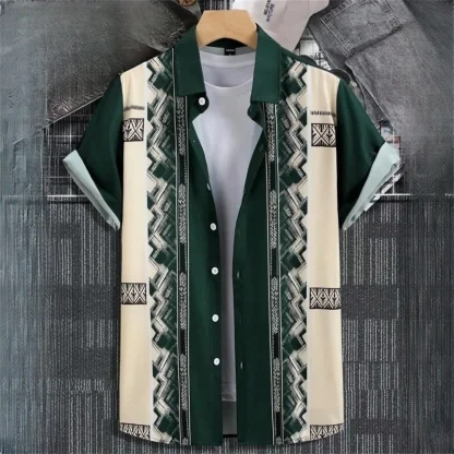 Buttoned Men's Shirt with Tribal Pattern - Image 2