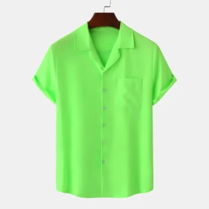 Solid Short Sleeve Shirt with Collar - Image 5