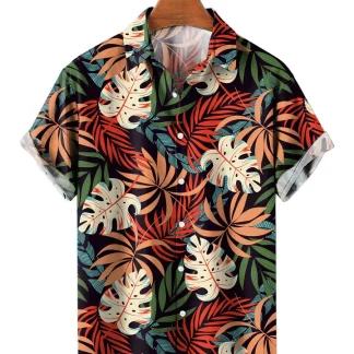 Tropical Print Shirt with Short Sleeve