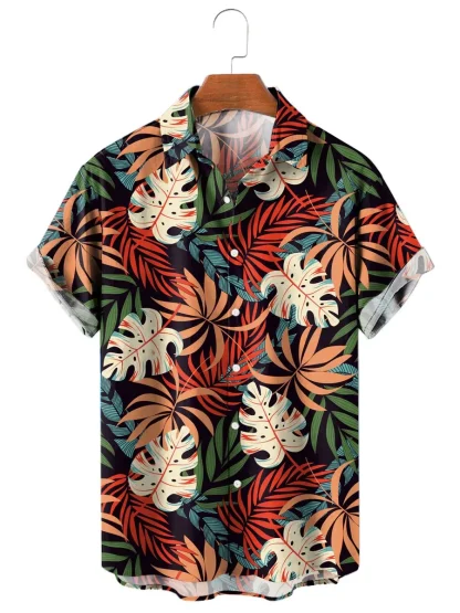 Tropical Print Shirt with Short Sleeve
