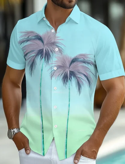 Gradient Short Sleeve Summer Shirts - Image 2