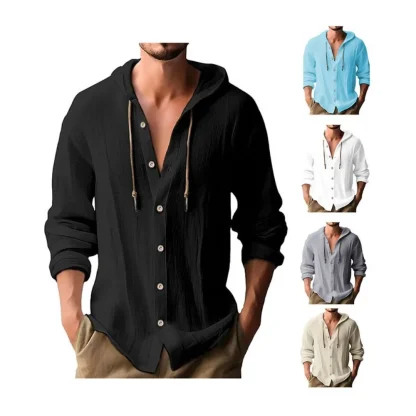 Lightweight Shirt with Hooded Drawstring - Image 3