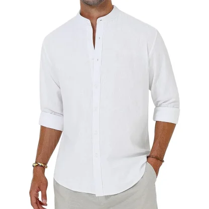 Lightweight Long Sleeve Shirt with Henley Collar - Image 2