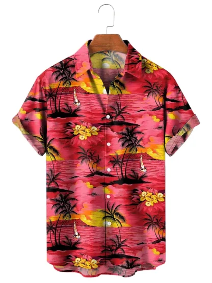 Tropical Print Shirt with Short Sleeve - Image 9