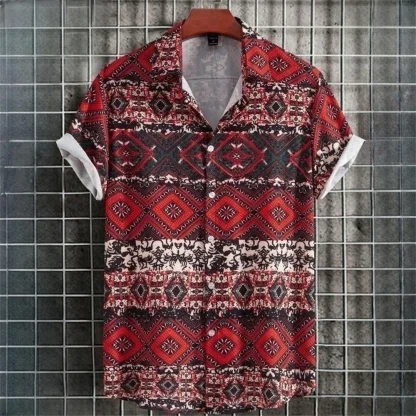 Buttoned Men's Shirt with Tribal Pattern - Image 15