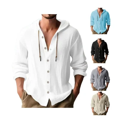 Lightweight Shirt with Hooded Drawstring - Image 5