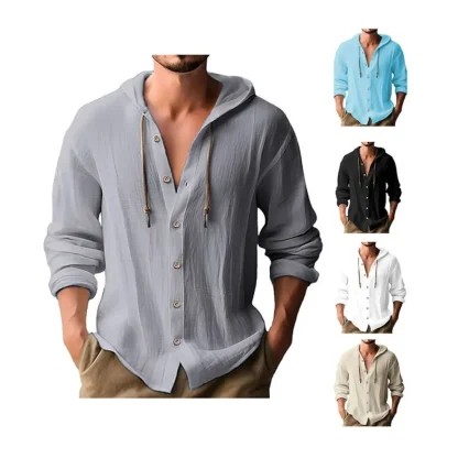 Lightweight Shirt with Hooded Drawstring - Image 2
