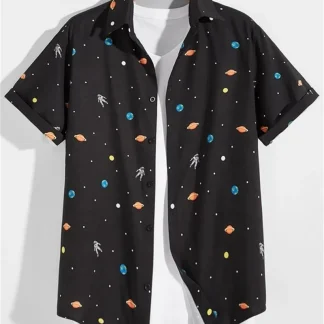 Astronaut Print Button Up Shirts