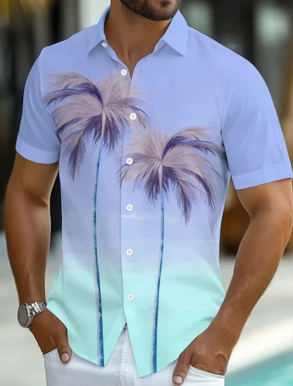 Gradient Short Sleeve Summer Shirts - Image 3