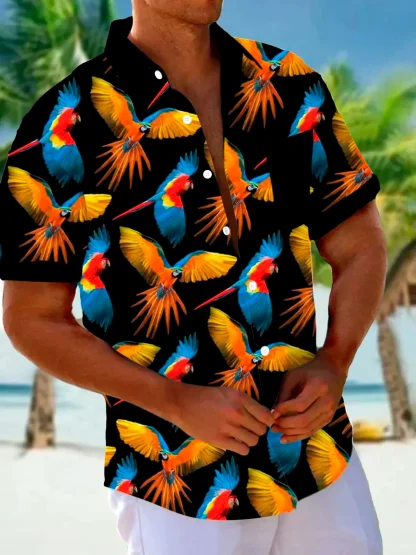 Vibrant Tropical Print Shirts with Collar - Image 6