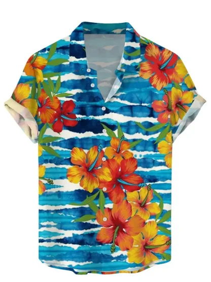 Tropical Print Shirt with Short Sleeve - Image 10
