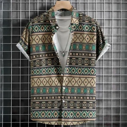 Buttoned Men's Shirt with Tribal Pattern - Image 3