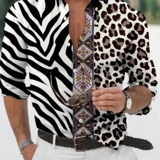 Long Sleeve Shirt with Animal Pattern Print