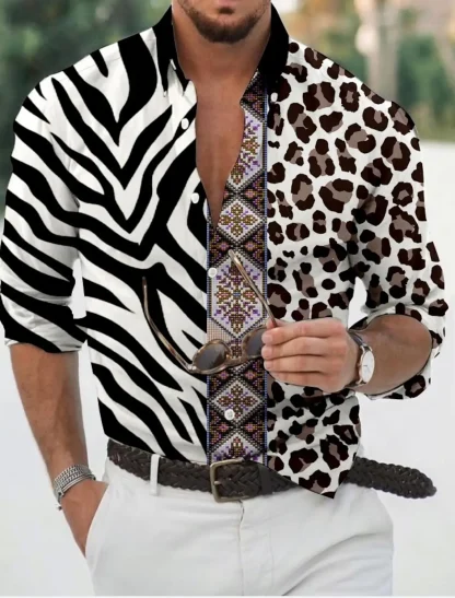 Long Sleeve Shirt with Animal Pattern Print
