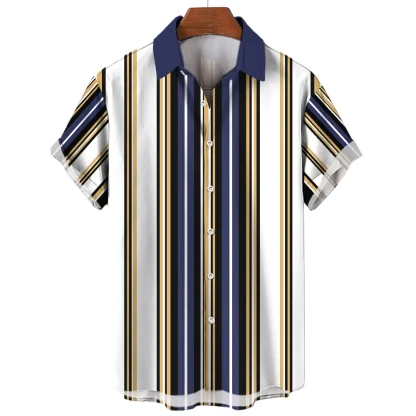 Short Sleeve Shirt with Stripe Pattern - Image 6