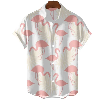 Flamingo Print Summer Shirt with Buttons - Image 4