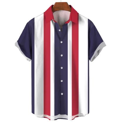 Short Sleeve Shirt with Stripe Pattern - Image 3