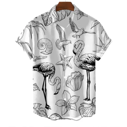 Flamingo Print Summer Shirt with Buttons - Image 2