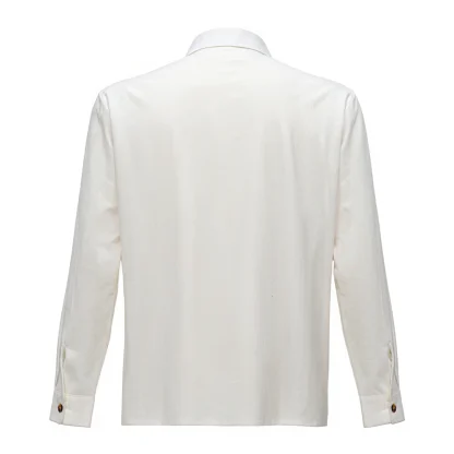 Classic Button-Up Shirt with Solid Color Design - Image 7