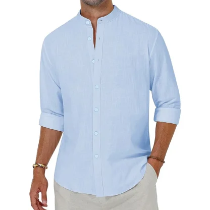 Lightweight Long Sleeve Shirt with Henley Collar - Image 5
