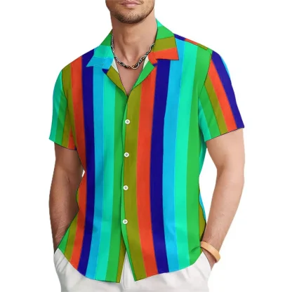 Vertical Stripe Shirt with Colorful Design - Image 5
